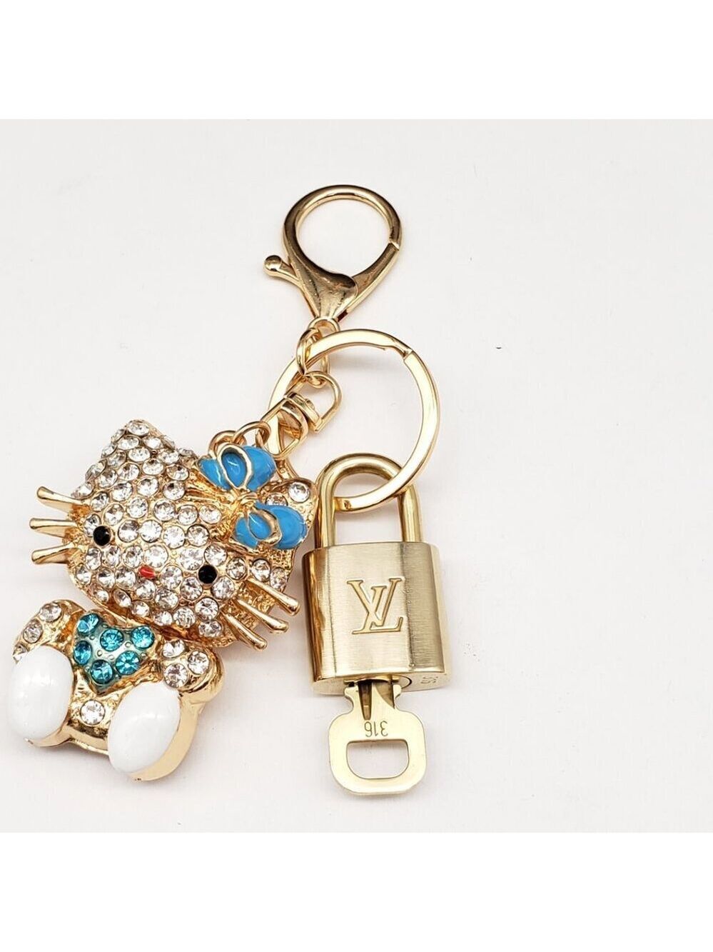 Louis Vuitton Gold Padlock Key Keychain Hello Kitty Charm - Picture 6 of 7